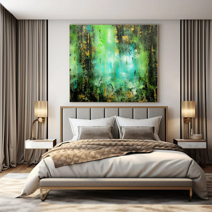 Large-Scale Hand-Painted Contemporary Abstract Canvas for Bedroom Murphy Bed Areas