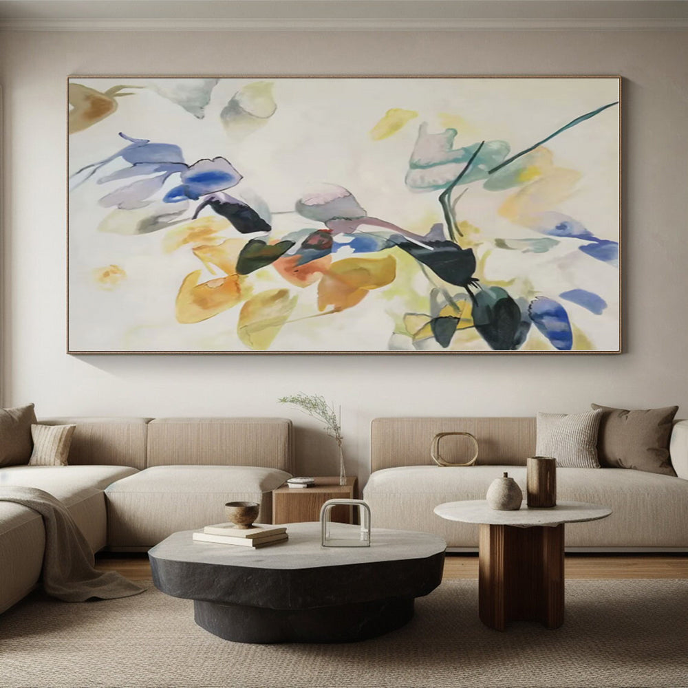 Huge Hand-Painted Abstract Canvas for Dining Room Buffet Feature Wall