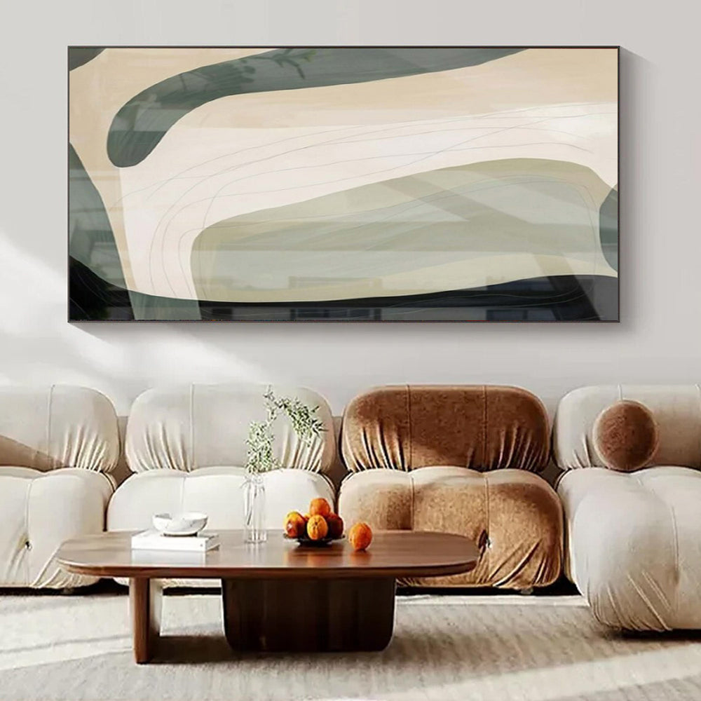 Oversized Hand-Painted Modern Abstract Mural for Family Home Homework Zones