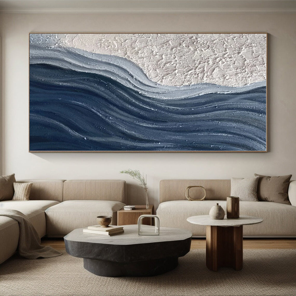 Massive Hand-Painted Abstract Canvas for Dining Room Buffet Wall