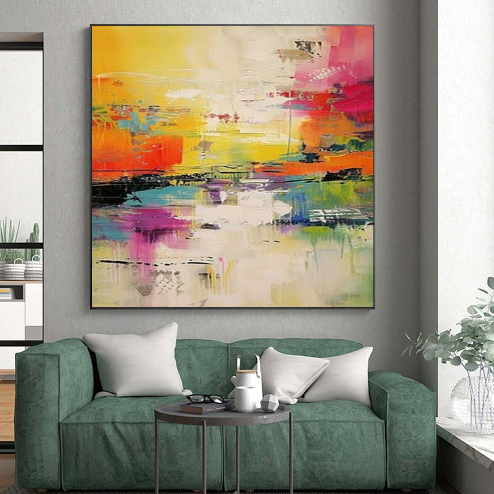 Huge Abstract Canvas for Basement Game Room Feature Wall