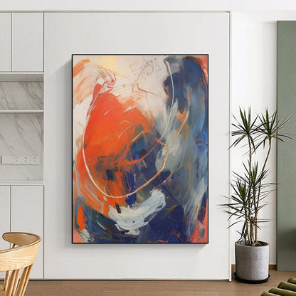 Modern Gigantic Abstract Painting for Loft-Style Master Bedroom Feature Wall