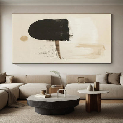 Immense Hand-Painted Abstract Canvas for Dining Room Buffet Areas