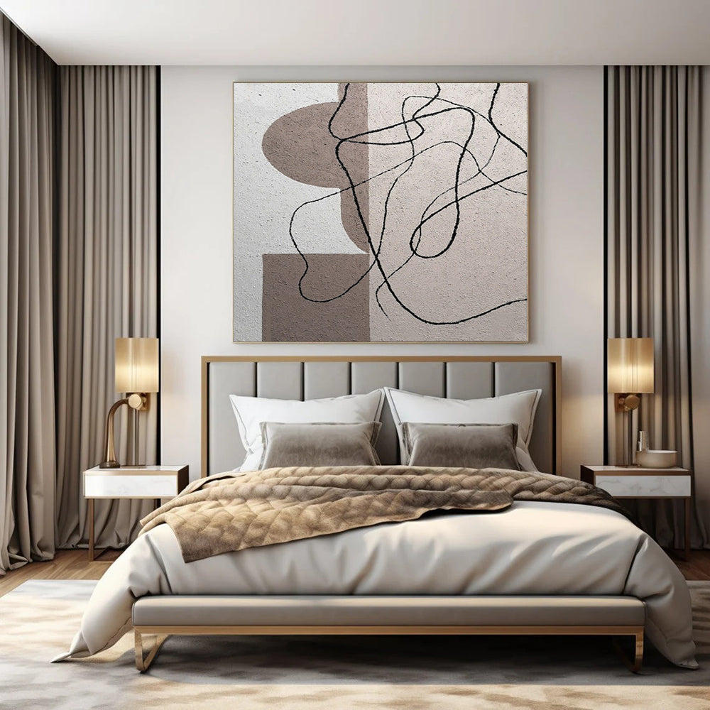 Huge Hand-Painted Contemporary Abstract Painting for Family Home Artistic Workshops