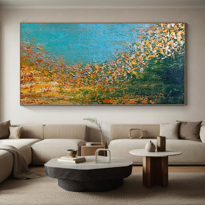 Custom Grand Abstract Grid Art - Hand-Painted Acrylic for Modern Office Atriums