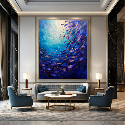 Gigantic Hand-Painted Modern Abstract Art for Family Home Library Reading Nooks
