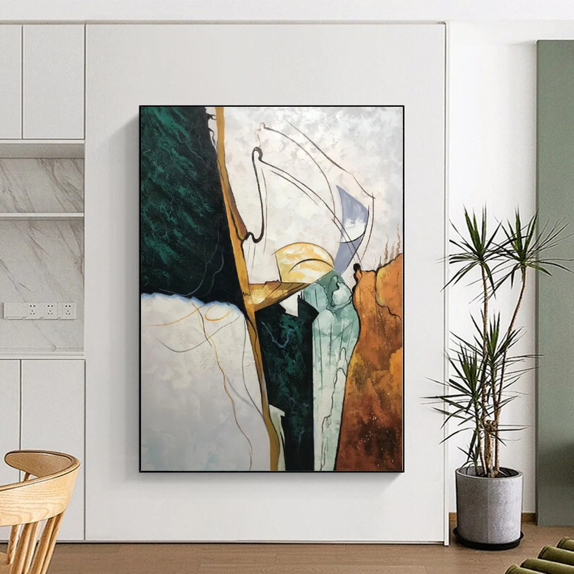 Monumental Custom Abstract Painting for Sunroom Garden View Walls