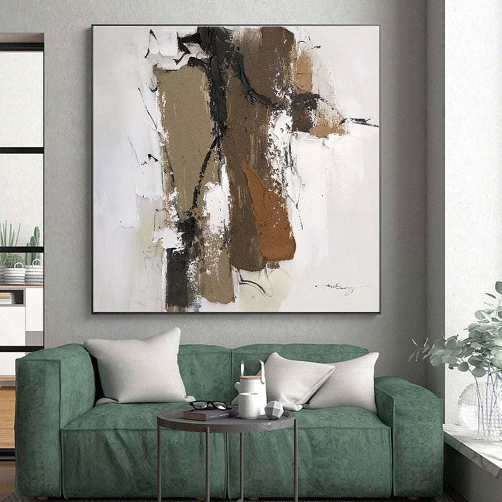 Oversized Custom Hand-Painted Abstract Painting for Home Library Study Nook Wall