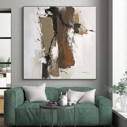 Oversized Custom Hand-Painted Abstract Painting for Home Library Study Nook Wall