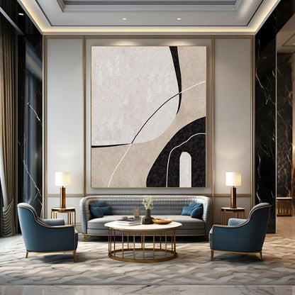 Colossal Hand-Painted Contemporary Abstract Canvas for Family Home Great Rooms