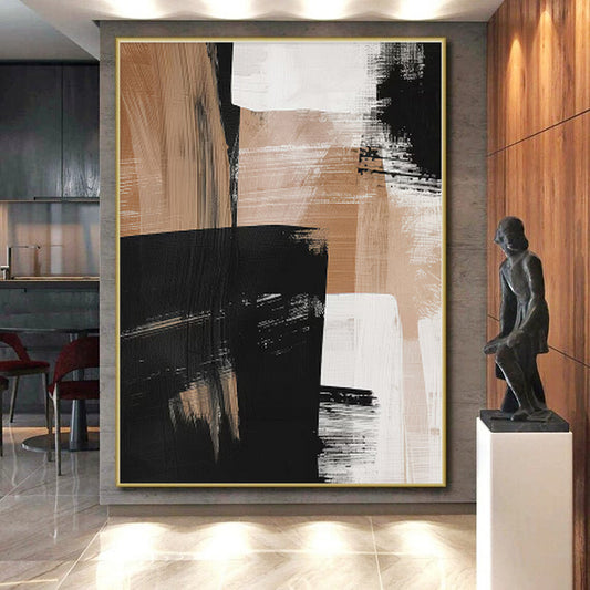 Gigantic Custom Abstract Canvas for Family Room Mantel Feature Wall