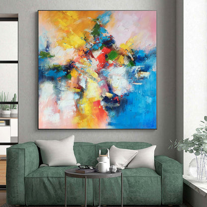 Immense Abstract Canvas for Rooftop Hot Tub Areas - Hand-Painted Resin on Canvas