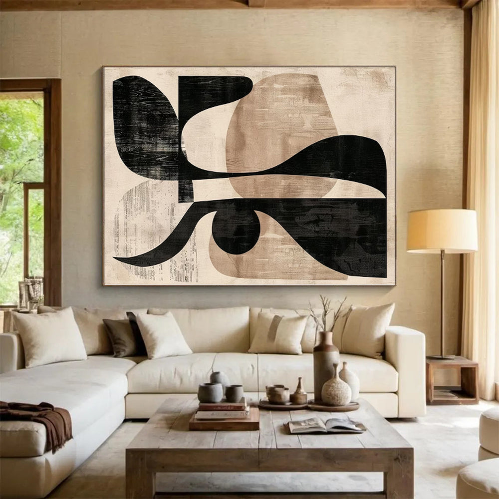 Gigantic Custom Abstract Canvas for Attic Living Space Feature Wall