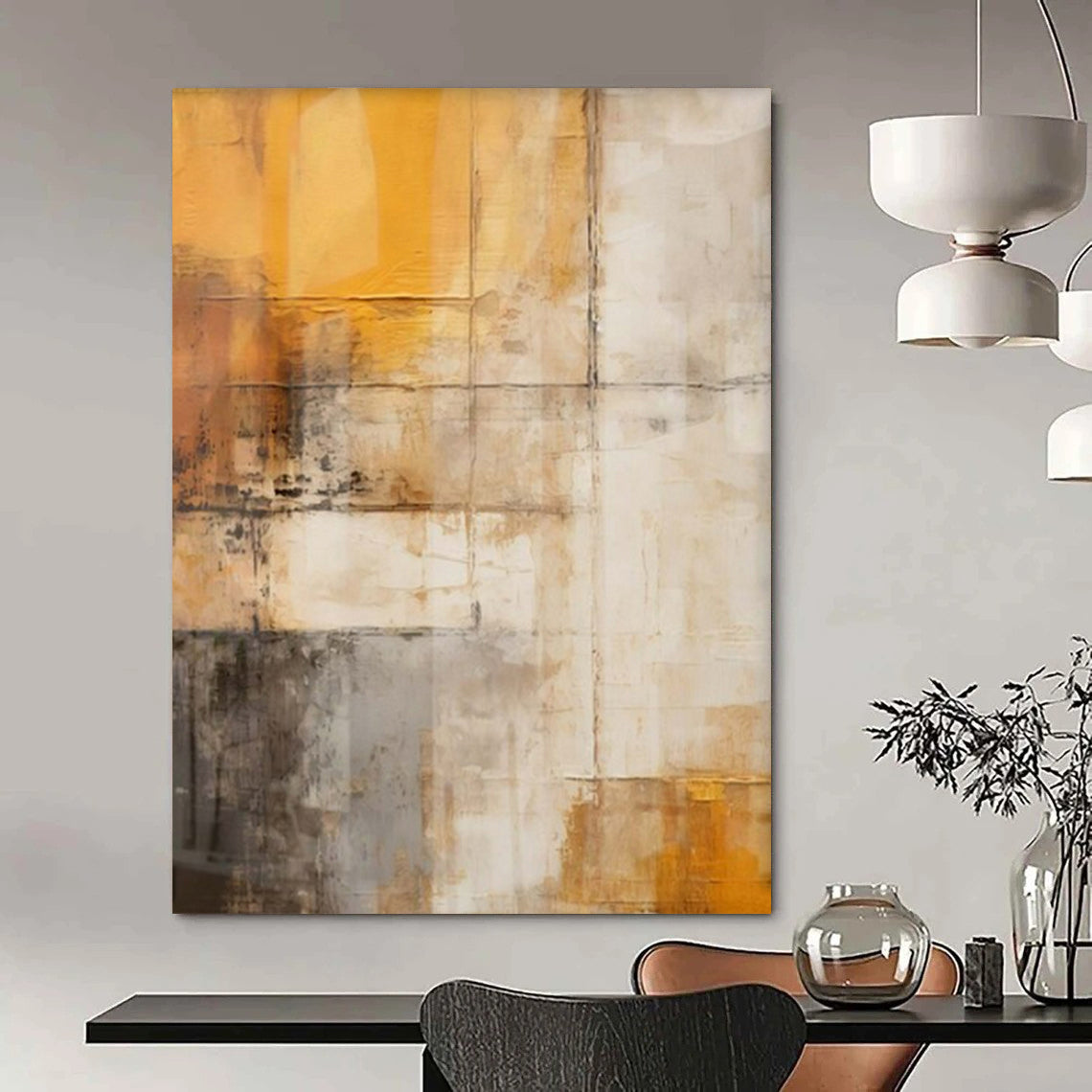 Oversized Hand-Painted Modern Abstract Painting for Family Home Guest Suites