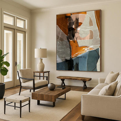 Gigantic Abstract Botanical Hand-Painted Painting for Mudroom Paw Wash Wall