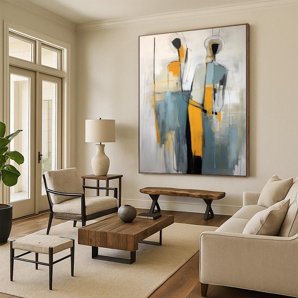 Custom Hand-Painted Abstract Mural for Living Room & Hotel LargeART1880