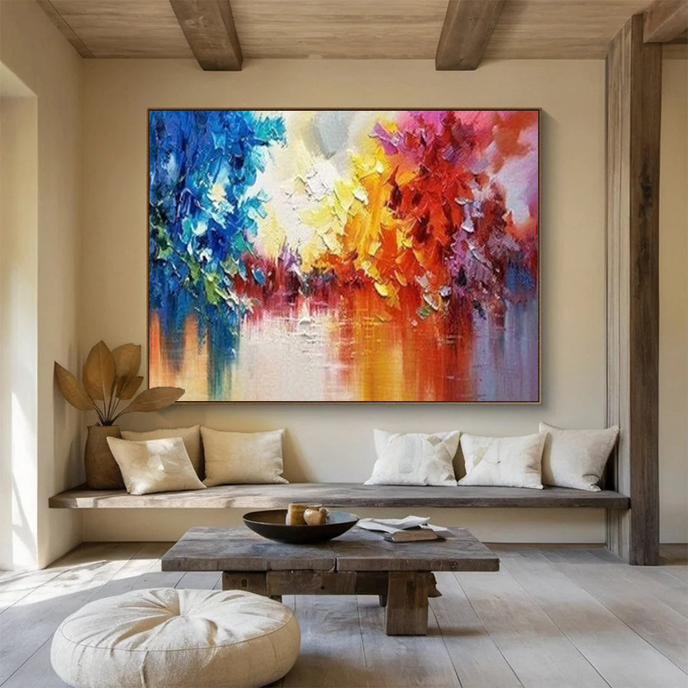Colorful Abstract Forest Reflection - Vibrant Living Room or Office Art DLZ186