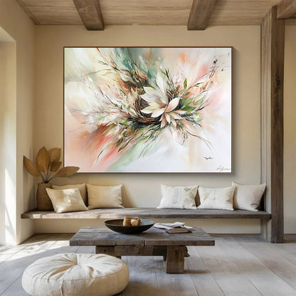 Soft Colorful Floral Abstract - “Blush Bouquet” Painting On Canvas HB1463