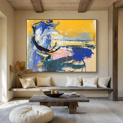 “Colorful Coastal Abstract” - Colorful Palette, Seaside Elements Painting On Canvas HB0872