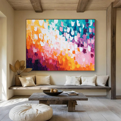 “Pastel Colorful Dots” - Pastel Palette, Colorful Dot Pattern Painting On Canvas HB0859