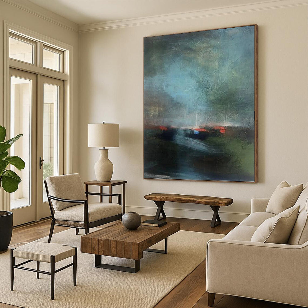 Large - Sized Captivating Hand - Painted Textured Abstract Canvas for Hallway & Entryway DKH1408