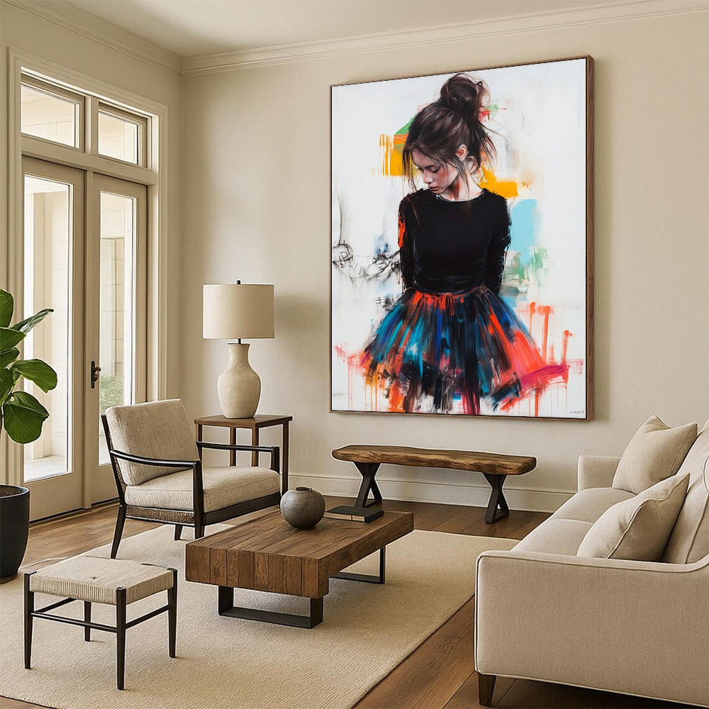 Contemporary hand-painted abstract art featuring vibrant colors and dynamic shapes designed to elevate modern spaces and inspire creativity. DLZ1576