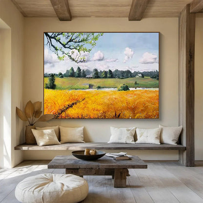 Golden Field Landscape - Rustic Living Room or Office Art DLZ208