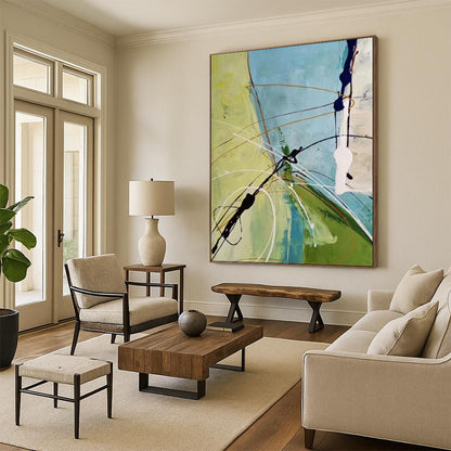 Expansive-Scale Hand-Painted Abstract Wall Art for Dining Room & Living Room LargeART2307