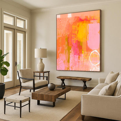 Luminous & Glowing Hand-Painted Custom Abstract Painting for Living Room & Entryway LargeART2003