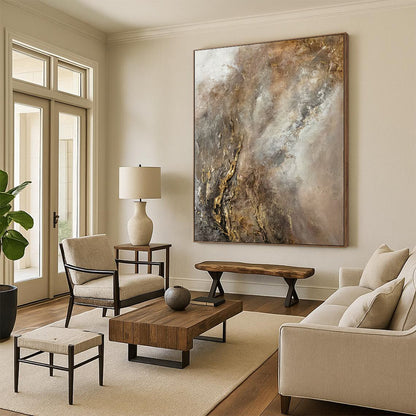 Enormous-Scale Hand-Painted Abstract Wall Installations for Dining Room & Chef’s Table Area LargeART2247