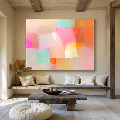 “Soft Pastel Geometric Shapes” - Pastel Colors, Geometric Forms Painting On Canvas HB0866