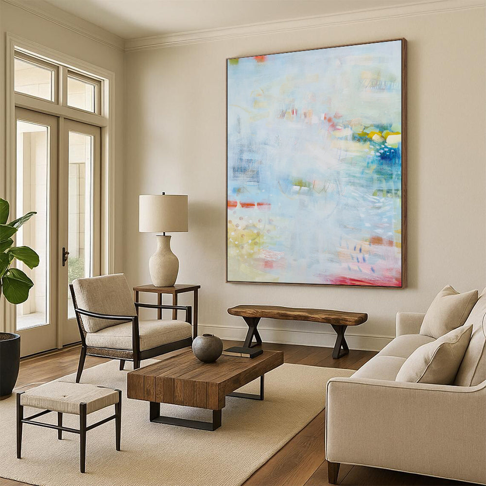 Oversized Hand-Painted Abstract Mural for Office & Living Room LargeART1866