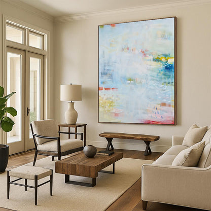 Oversized Hand-Painted Abstract Mural for Office & Living Room LargeART1866