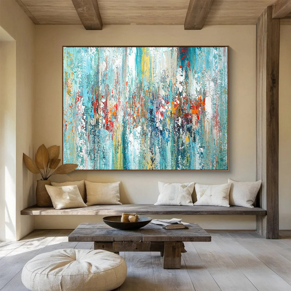 Giant-Sized Hand-Painted Abstract Canvas for Bedroom & Dining Room LargeART1515