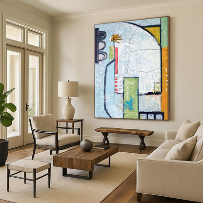 Stunning Oversized Hand-Painted Abstract Wall Art: Redefine Your Office & Entryway LargeART2374