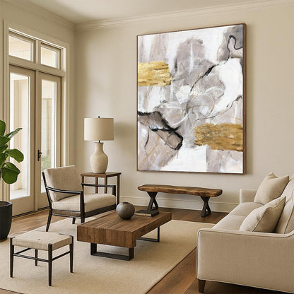 Regal Hand - Painted Textured Abstract Art for Hotel & Entryway DKH1301