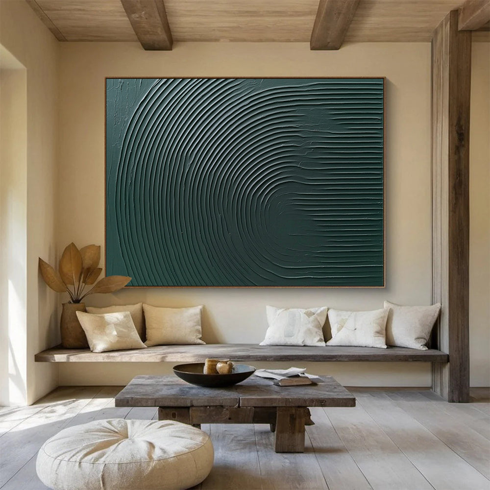 “Green Circular Textures” - Deep Greens, Textured Circular Patterns - Abstract Acrylic Painting HB1752