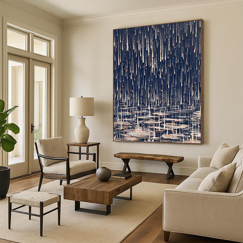 Lavish Hand - Painted Textured Abstract Mural for Bar & Hotel DKH1325