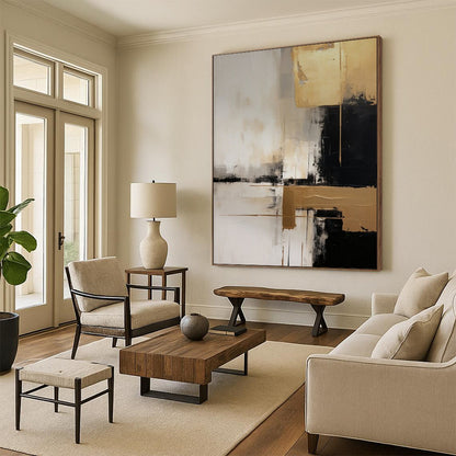 Oversized-Scale Hand-Painted Abstract Canvas for Family Room & Game Den LargeART2251
