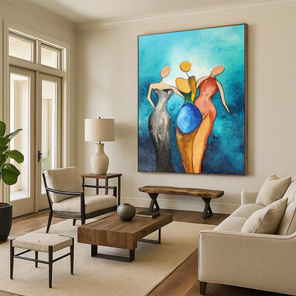 Hand-Painted Custom Abstract Canvas for Bedroom & Bar LargeART1813