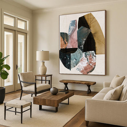 Flecked Textures: Gargantuan Custom Abstract Work for Living Room and Bar DTP152