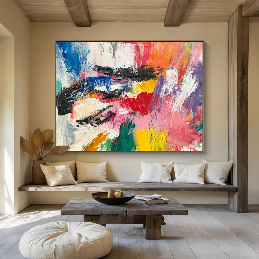 Colorful Abstract Chaos - Bold Abstract Oil Painting On Canvas HB0483