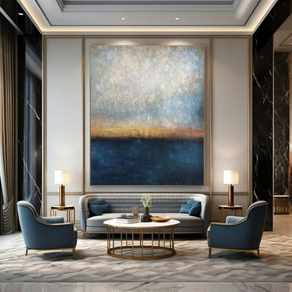 Hand-Painted Bespoke Abstract Canvas for Office & Hotel Rooftop Lounges LargeART1441