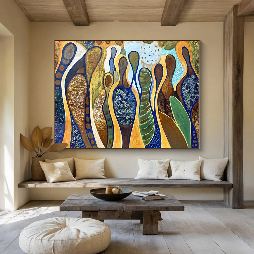 “Organic Shape Abstract” - Earthy Colors, Organic Forms - Painting On Canvas HB1411