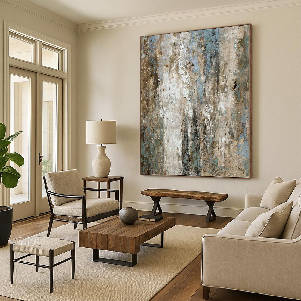 Extra - Vast - Reach Vertical Hand - Painted Custom Abstract Symphony (with Rich Textures), for Office and Entryway DKH1531