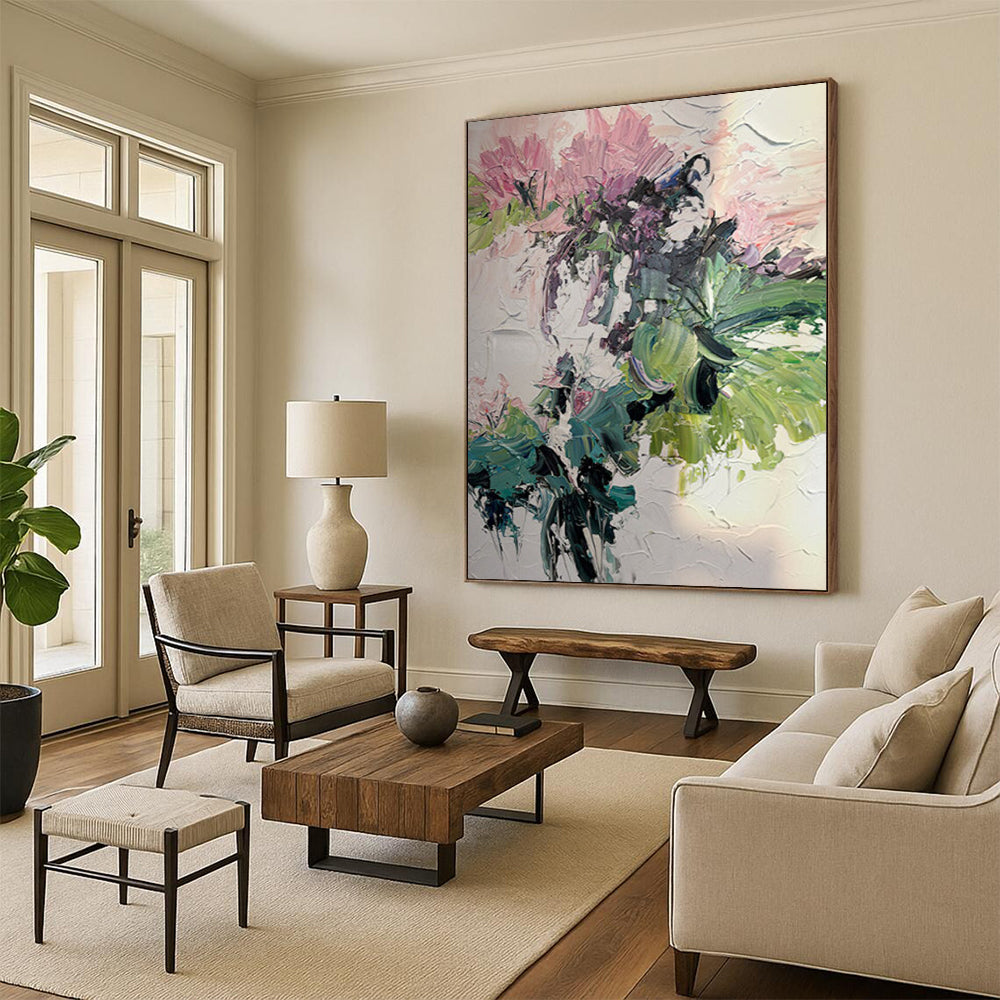 Large Custom Abstract Artworks: Hand-Painted Textures for Living Room & Hallway DTP271