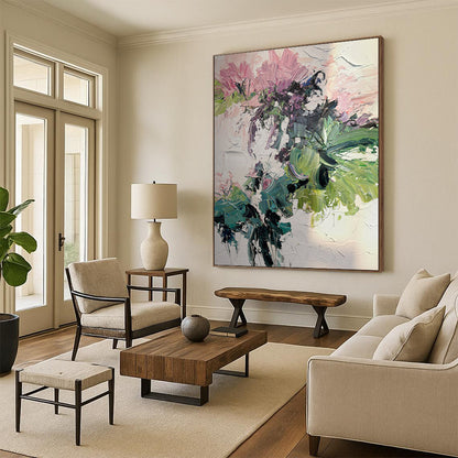 Large Custom Abstract Artworks: Hand-Painted Textures for Living Room & Hallway DTP271