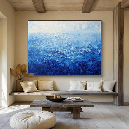 “Blue Gradient Textured Sea” - Blue, Gradient Textures, Sea - Like Painting On Canvas HB0843