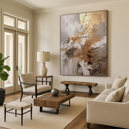 Productively Oversized Hand - Painted Textured Abstract Canvas for Home Office & Study Nook DKH1246