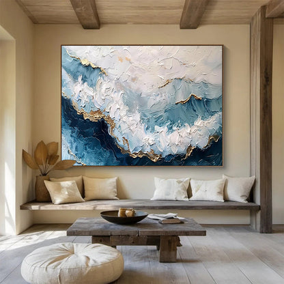 “Timeless Currents” Large - Sized Abstract Canvas for Bedroom & Dining Room DKH347